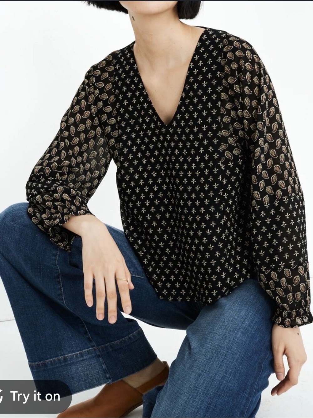 Madewell long sleeve paisley blouse